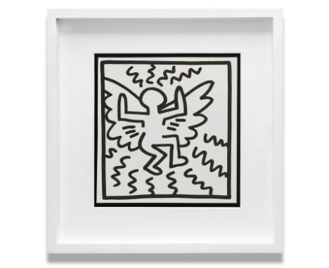KEITH HARING Untitled (Flying Angel) 1982, lithograph, published by Tony Shaftazy Gallery NY, edition of 2000, 23cm x 23cm, f