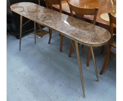 CONSOLE TABLE, 1950's Italian style, with marble top, 161cm x 38cm x 79cm. 