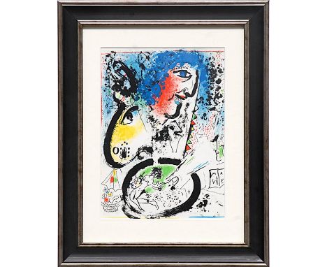 MARC CHAGALL 'Self Portrait', 1960, original lithograph Mourlot ref: 282, printed by Mourlot, 38cm x 28cm, framed and glazed.