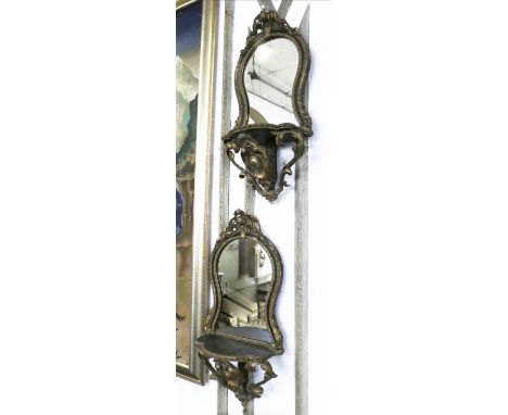 WALL BRACKET MIRRORS, a pair, Victorian giltwood and gesso, 75cm x 33cm x 17cm. (2) 