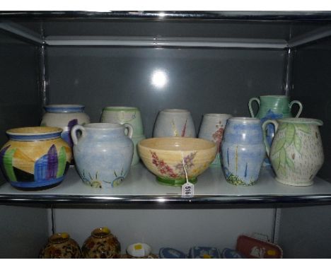 TEN PIECES OF RADFORD POTTERY, c.1930's, florally and abstract decorated