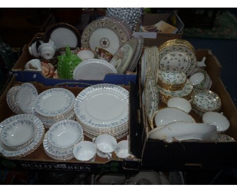 THREE BOXES OF VARIOUS TEA/DINNERWARES, to include Royal Albert 'Memory Lane', Worcester, 'T. Goode & Co', Mintons etc