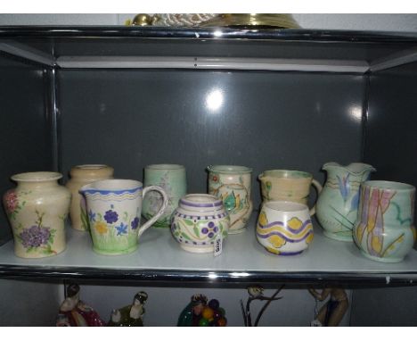 TEN PIECES OF RADFORD POTTERY, c.1930's, florally and abstract decorated