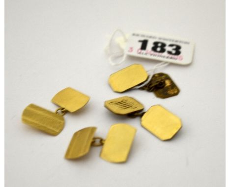 TWO PAIRS OF CUFFLINKS, the first pair 9ct gold, together with a pair of front and back