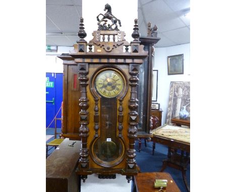 A 19TH CENTURY CASED WALL CLOCK (pendulum) (key)