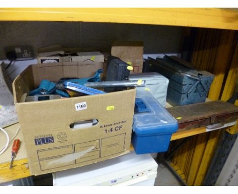 THREE BOXES CONTAINING CAMERA EQUIPMENT, two toolboxes containing tools, cased socket set, etc