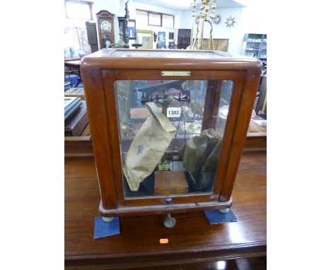 A SET OF CASED BALANCE SCALES, together with a boxed set of weights (2)