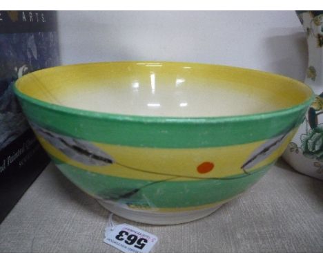 A CLARICE CLIFF FOR WILKINSON LTD 'BIZARRE' BOWL, black factory mark, diameter approximately 22cm