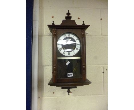 A MODERN WALL CLOCK, (key and pendulum), five pictures, two mirrors etc (10)