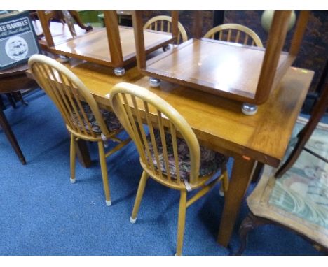 A KITCHEN TABLE, and four stick back chairs (5)