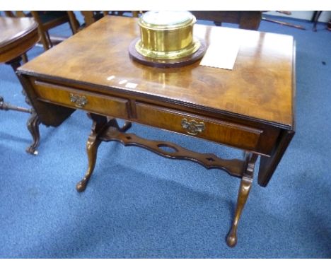 A MODERN WALNUT SOFA TABLE, with two drawers