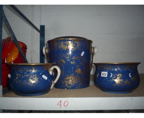 COPELAND SPODE PART WASH SET, T. Goode & Co, London, to include two chamber pots and slop bucket (a/f) (3)