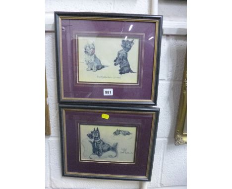 TWO SCOTTIE DOG PRINTS, West Highlander and Scotch, together with Scotch and West Highlander, each approximately 14cm x 19cm