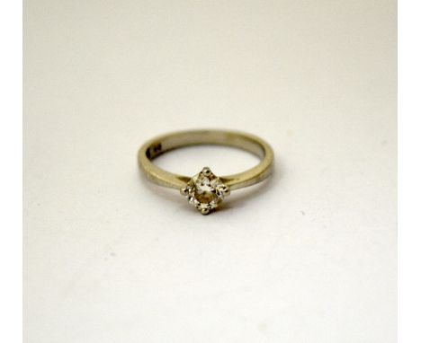 A DIAMOND RING, with single brilliant-cut diamond to plain tapered shank diamond weight stamped to band 0.50ct, G-H colour, W