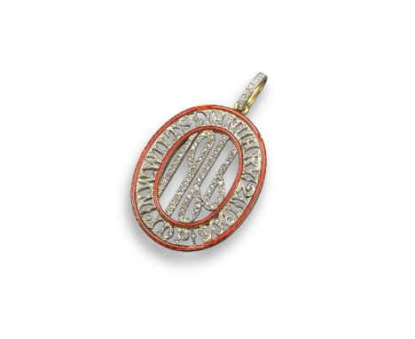 An Edwardian diamond set commemorative pendant. With the words January 21 1906 JDP. NW Wilts to the border and 1966 within. D