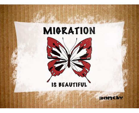 BANKSY DISMALAND– D’APRESSans titreBombe aérosol et pochoir sur carton, signé et numéroté à 50 exemplaires.Art gratuit de la 