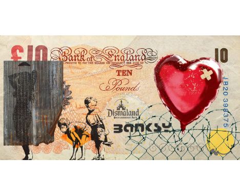 BANKSY X DISMALAND – D’APRESHeart Balloon ,Dismal Sterling Canvas, 2015Sérigraphie sur toile, édition limitée, livré avec le 