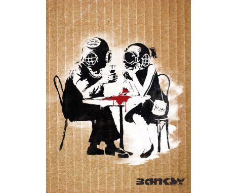 BANKSY DISMALAND– D’APRESSans titreBombe aérosol et pochoir sur carton, signé et numéroté à 50 exemplaires.Art gratuit de la 