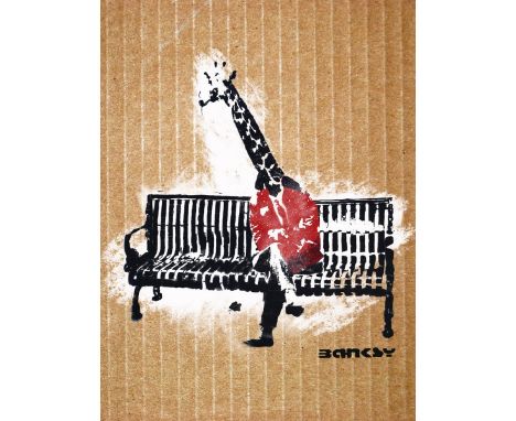 BANKSY DISMALAND– D’APRESSans titreBombe aérosol et pochoir sur carton, signé et numéroté à 50 exemplaires.Art gratuit de la 
