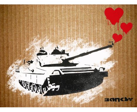 BANKSY DISMALAND– D’APRESSans titreBombe aérosol et pochoir sur carton, signé et numéroté à 50 exemplaires.Art gratuit de la 