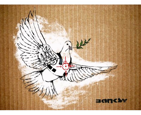 BANKSY DISMALAND– D’APRESSans titreBombe aérosol et pochoir sur carton, signé et numéroté à 50 exemplaires.Art gratuit de la 