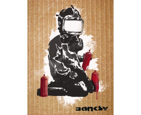 BANKSY DISMALAND– D’APRESSans titreBombe aérosol et pochoir sur carton, signé et numéroté à 50 exemplaires.Art gratuit de la 