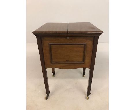 Antique Furniture, early 20th century sewing table, on brass casters 