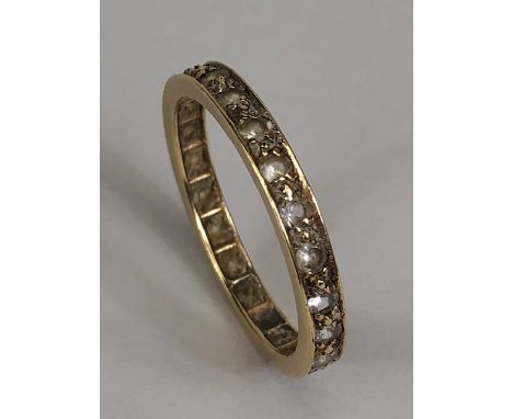 Antique and Vintage jewellery, 9ct marked full eternity ring set with white stones approximately 2.01g size R