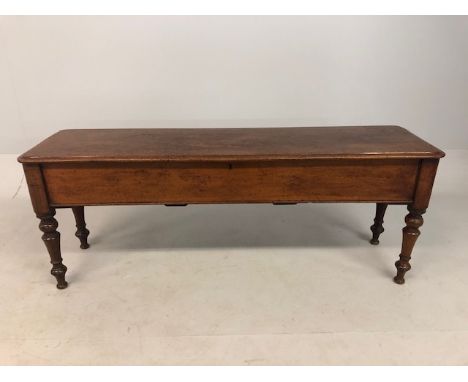 Antique Furniture, 19th century mahogany window bench coffer on turned legs approximately 120 x 34 x 42cm
