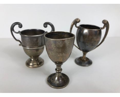 Antique and vintage Silver, hallmarked sporting cups approximately 152.95g