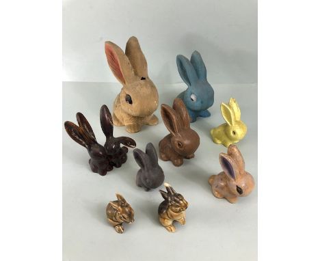 Sylvac, a group of seven ceramic rabbits, the majority Sylvac, of varying size and colour