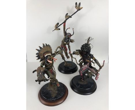 Franklin Mint Native American statues, 'Spirit of the Grizzly Bear', 'Spirit of the Thunderbird', 'Spirit of the Raven'