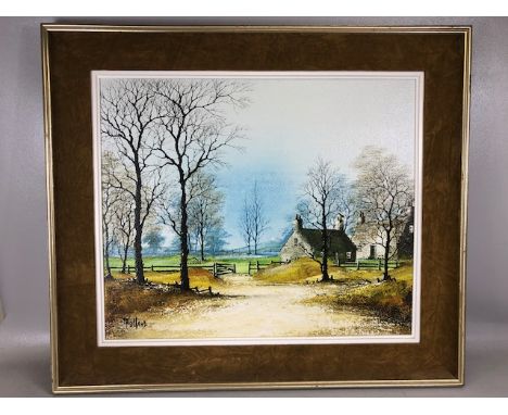 Ron Folland (British 1932-1999):Oil on canvas signed and framed painting signed FOLLAND lower Left and entitled "open gate" w