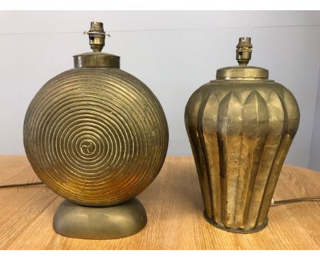 Antique and vintage lighting, pair of Eastern style brass lamp bases 