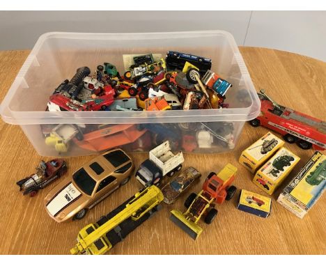 Vintage Toys, quantity of play worn cars, lorries etc, some TV related, including Dinky, Matchbox, Corgi 