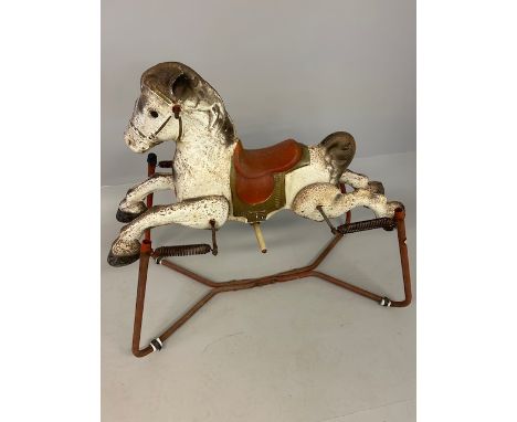Vintage toys, pressed metal MOBO ride-on springer horse 