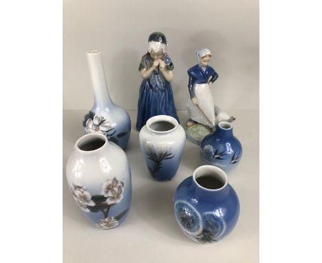 Collectable Ceramics, collection of Royal Copenhagen Vases and Figures 