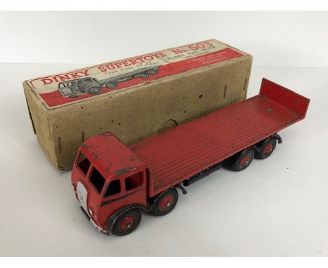 Vintage toys, play-worn Dinky Supertoys No 503 Foden Flat Truck with tailboard, in box 