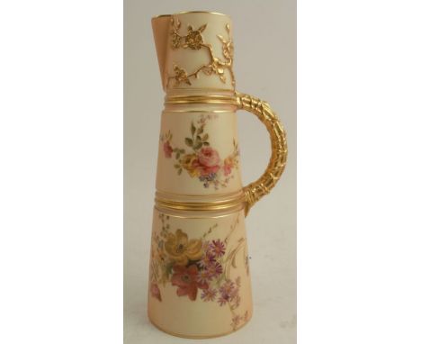 A Royal Worcester blush ivory jug, of tapered form, shape number 1047, height 10ins
