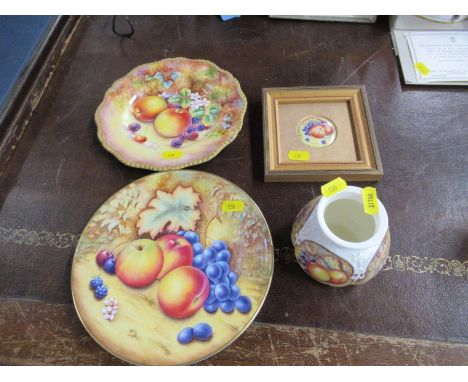 A collection of unmarked and unfinished Worcester, to include a plate decorated with fruit with gilt edge, diameter 8ins, ano