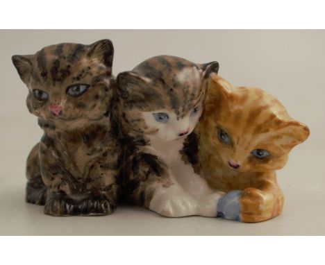 A Royal Worcester model, of kittens playing with a ball of wool, shape number 3141, width 3ins - Good condition&nbsp;