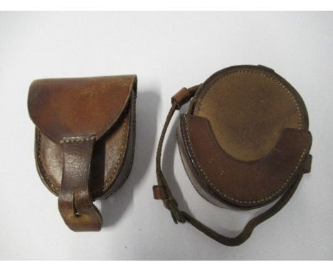 A brass marching compass, with a leather case marked Mark Cross 1915 Walsall, together with The Steward Patent Liquid Compass