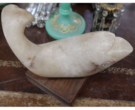 A marble model of a dolphin by Willi Soukop, width 7ins