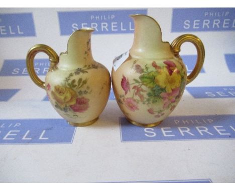 Two Royal Worcester blush ivory flat back jugs