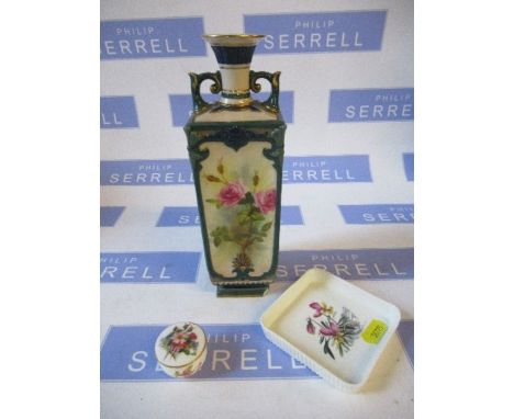 A&nbsp; Hadleys Worcester vase, af, a pill box and small tray