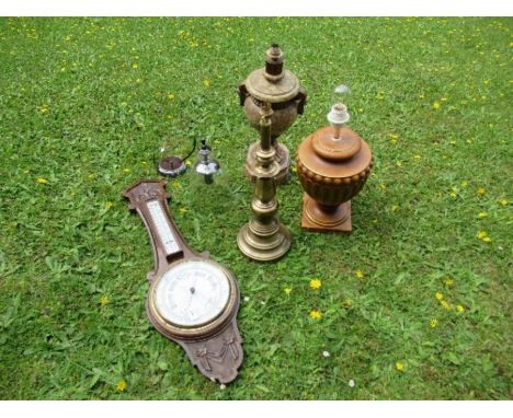 A barometer af, and three lamp bases