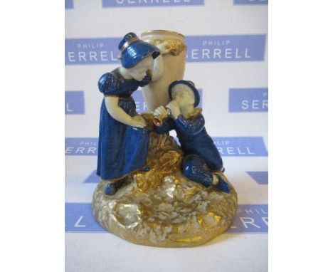 A Royal Worcester figure group -&nbsp;Rubbing to gilt, dirty, no obvious chips, cracks or restoration