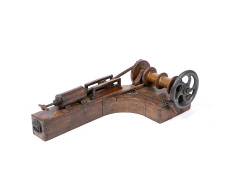 A 19TH CENTURY WOODEN MODEL  of a steam winding engine 96cm long x 49cm deep x 32cm high 