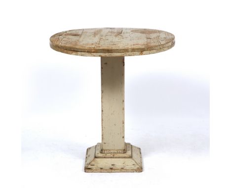 A SWEDISH PAINTED PINE OCCASIONAL TABLE with oval top, square column support and spreading base, 75cm x 62cm x 79cmPurchased 