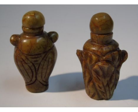 2 JADE SNUFF BOTTLES-1 X A/F